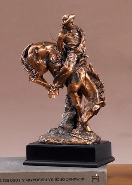 Cowboy Bronco Buster Sculpture Western Artwork Decorative Classic